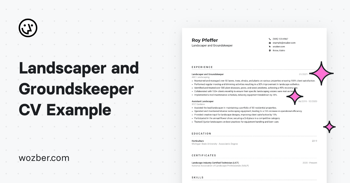 Landscaper And Groundskeeper Cv Example