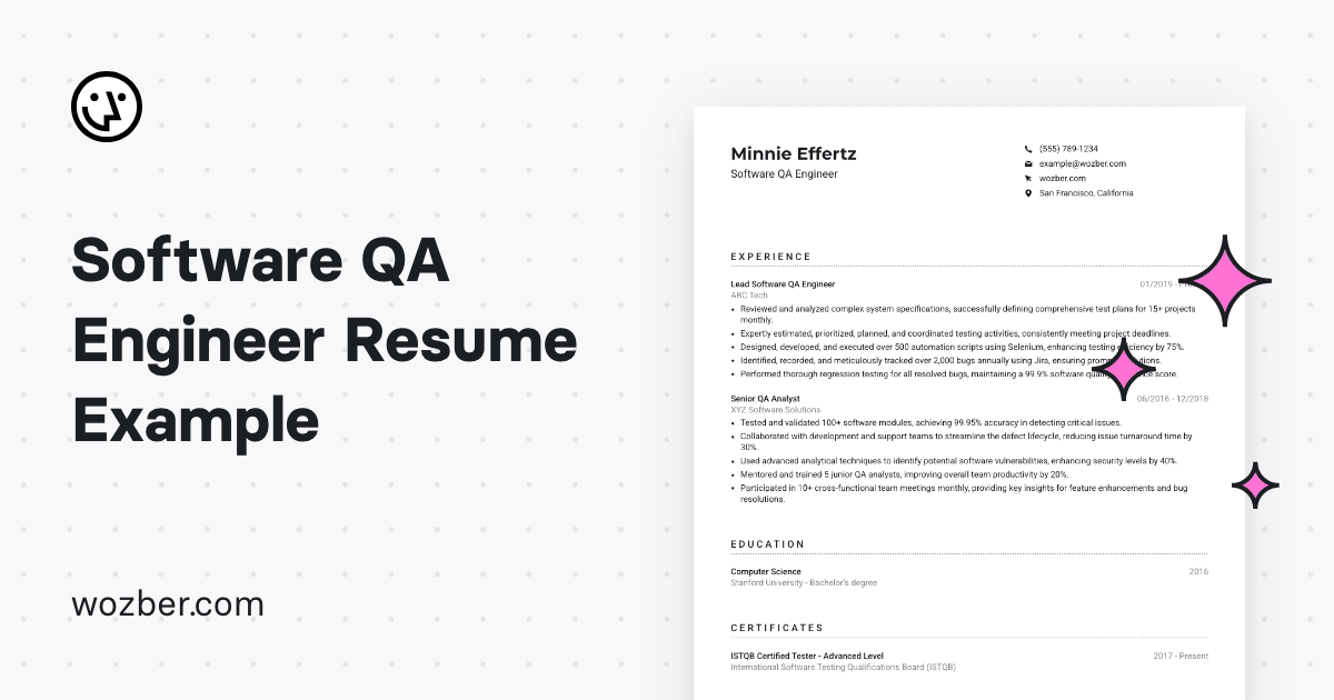 Software Qa Engineer Resume Example