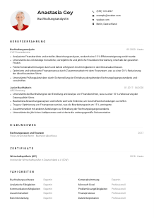 Lebenslauf-Muster für Buchhaltungsanalyst*in