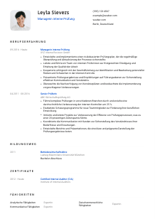 Lebenslauf-Vorlage für Manager*in interne Prüfung #1