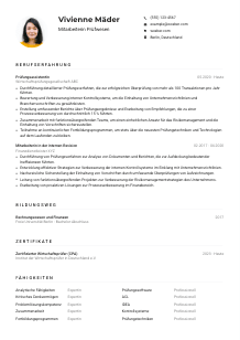Lebenslauf-Muster für Mitarbeiter*in Prüfwesen