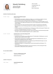 Lebenslauf-Vorlage für stellvertretende*r Bankmanager*in #1