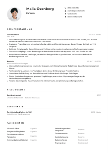 Lebenslauf-Muster für Banker*in