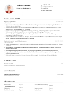 Lebenslauf-Muster für Firmenkundenberater*in
