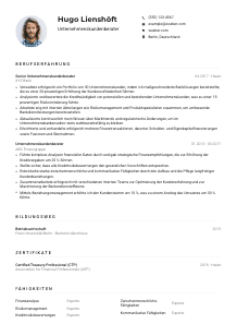 Lebenslauf-Muster für Unternehmenskundenberater*in