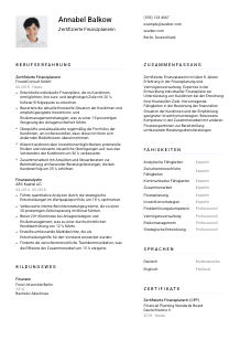Lebenslauf-Vorlage für Zertifizierte*r Finanzplaner*in #1