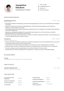 Lebenslauf-Muster für Kundenberater*in Finanzen
