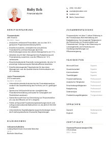 Lebenslauf-Vorlage für Finanzanalyst*in #1