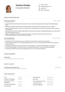 Lebenslauf-Muster für Finanzanalyse-Berater*in