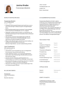 Lebenslauf-Vorlage für Finanzanalyse-Berater*in #1