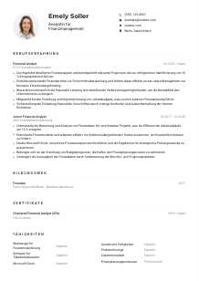 Lebenslauf-Muster für Analyst*in für Finanzmanagement