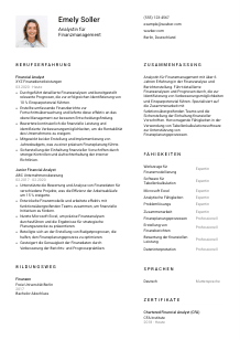 Lebenslauf-Vorlage für Analyst*in für Finanzmanagement #1