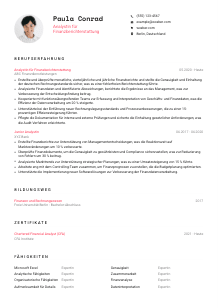 Lebenslauf-Vorlage für Analyst*in für Finanzberichterstattung #1