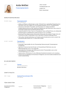 Lebenslauf-Vorlage für Finanzrepräsentant*in #1