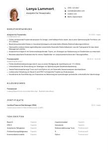 Lebenslauf-Muster für Analyst*in für Finanzrisiko