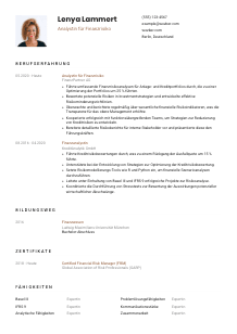 Lebenslauf-Vorlage für Analyst*in für Finanzrisiko #1