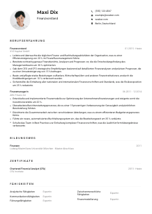 Lebenslauf-Muster für Finanzvorstand