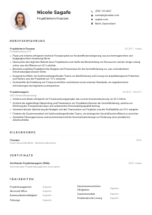 Lebenslauf-Muster für Projektleiter*in Finanzen