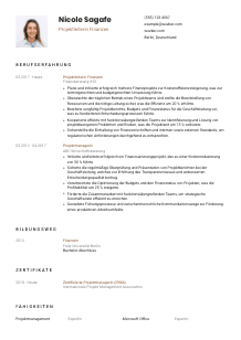 Lebenslauf-Vorlage für Projektleiter*in Finanzen #1