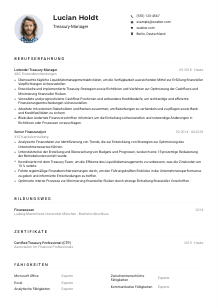 Lebenslauf-Muster für Treasury-Manager*in