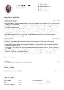 Lebenslauf-Vorlage für Treasury-Manager*in #1