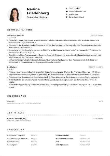 Lebenslauf-Muster für Einkaufsbuchhalter*in