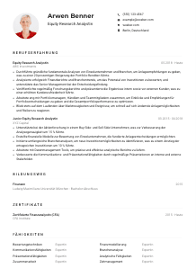Lebenslauf-Muster für Equity Research Analyst*in