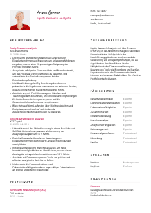 Lebenslauf-Vorlage für Equity Research Analyst*in #2