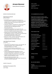 Lebenslauf-Vorlage für Equity Research Analyst*in #3