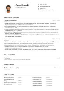 Lebenslauf-Muster für Investmentbanker*in