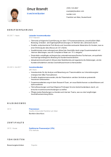 Lebenslauf-Vorlage für Investmentbanker*in #1