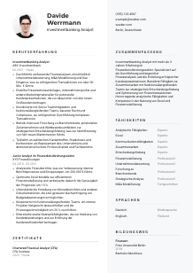 Lebenslauf-Vorlage für Investmentbanking Analyst*in #2