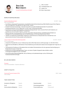 Lebenslauf-Vorlage für Investmentbanking Analyst*in #1