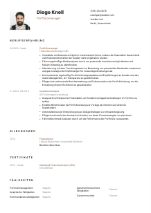 Lebenslauf-Vorlage für Portfoliomanager*in #1