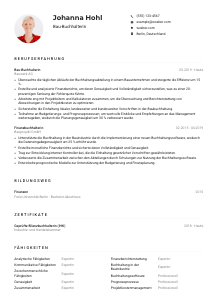 Lebenslauf-Muster für Bau-Buchhalter*in