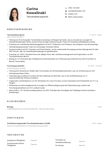 Lebenslauf-Muster für Tierverhaltensexpert*in