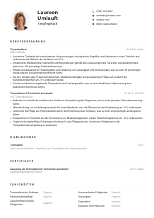Lebenslauf-Muster für Tierpflegekraft