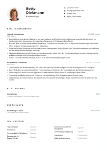 Lebenslauf-Muster für Kosmetolog*in