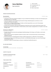 Lebenslauf-Muster für Spa-Assistent*in