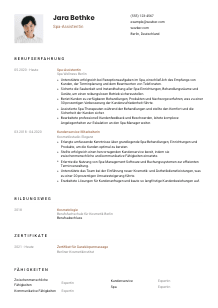 Lebenslauf-Vorlage für Spa-Assistent*in #1