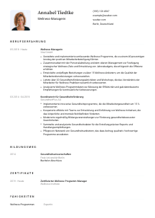 Lebenslauf-Vorlage für Wellness-Manager*in #1