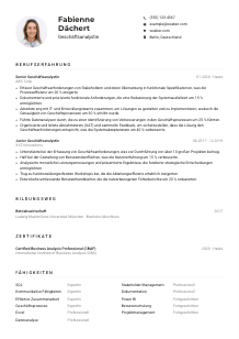 Lebenslauf-Muster für Geschäftsanalyst*in