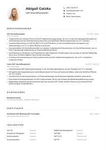 Lebenslauf-Muster für SAP-Geschäftsanalyst*in