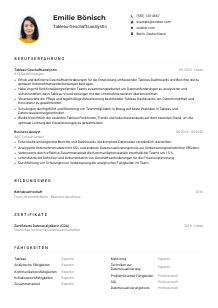 Lebenslauf-Muster für Tableau-Geschäftsanalyst*in