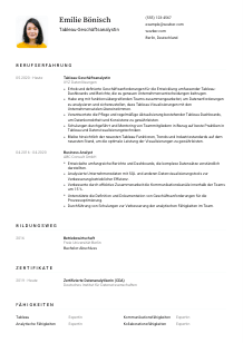 Lebenslauf-Vorlage für Tableau-Geschäftsanalyst*in #1