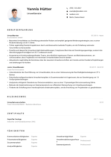 Lebenslauf-Muster für Umweltberater*in
