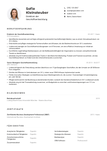 Lebenslauf-Muster für Direktor*in der Geschäftsentwicklung