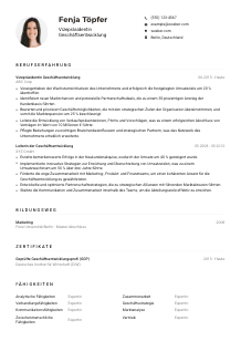 Lebenslauf-Muster für Vizepräsident*in Geschäftsentwicklung