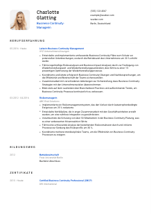 Lebenslauf-Vorlage für Business-Continuity-Manager*in #1
