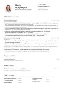 Lebenslauf-Muster für Geschäftsprozessmanager*in